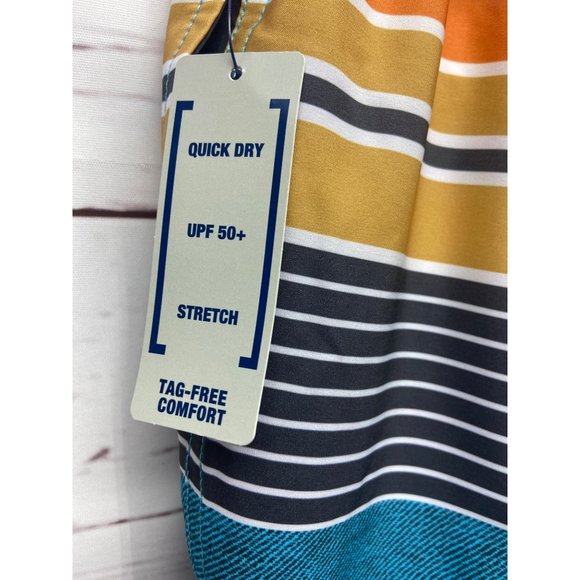 George Mens Multi Colored Striped Drawstring Waist With Pockets Swim Trunks With - Picture 5 of 7